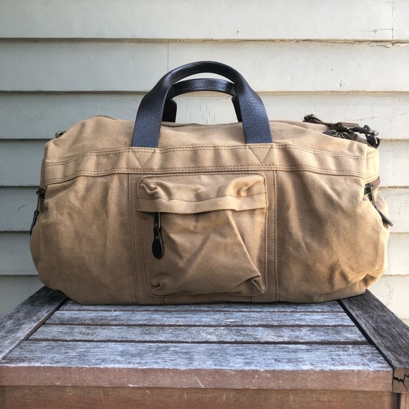NEW J. Crew Abingdon Duffel Waxed Cotton Canvas Leather Travel Gym Duffle Bag - Picture 9 of 17